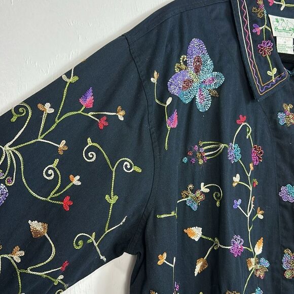 The Quacker Factory Vintage Beaded Embroidered Butterfly Floral Jacket Size 2X - Picture 3 of 8